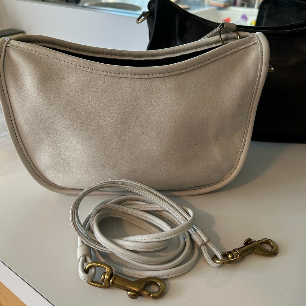 Vintage Coach Double Strap Swinger Bag | Bone Leather